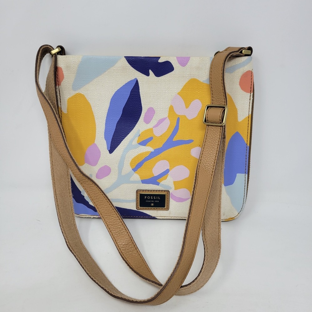 Fossil Women's Preston Canvas Crossbody Bag Floral‎